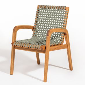 Cadeira Trama Com Braço Corda Verde Oliva Stain Jatobá - 78570