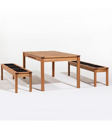 Conj Trama Mesa + 02 Bancos Corda Preta Jatobá 180cm - 78575