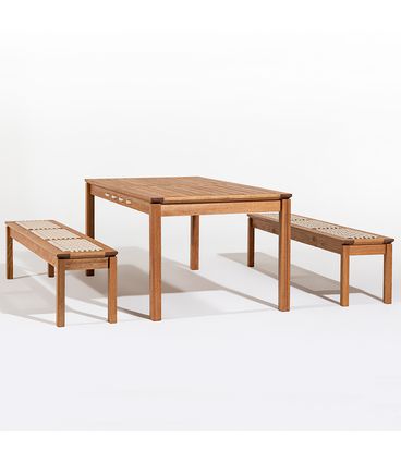 Conj Trama Mesa + 02 Bancos Corda Areia Jatobá 180cm - 78583