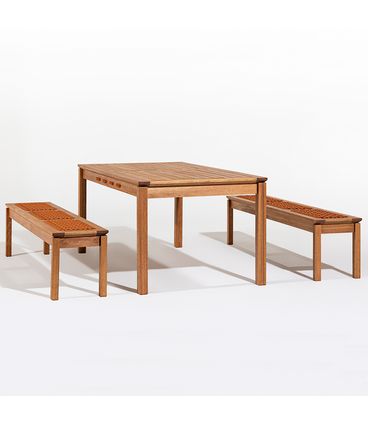 Conj Trama Mesa + 02 Bancos Corda Ocre Jatobá 180cm - 78585