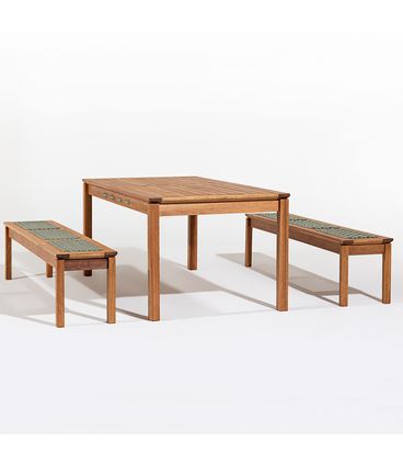 Conj Trama Mesa + 02 Bancos Corda Oliva Jatobá 180cm - 78587