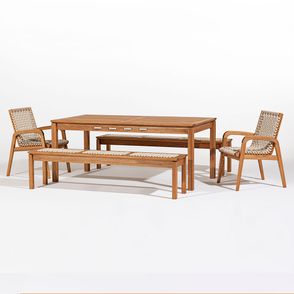 Conj. Trama Mesa 8 Lugares Jatobá Corda Areia 180cm - 78596