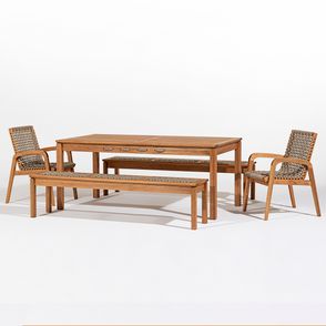 Conj. Trama Mesa 8 Lugares Jatobá Corda Rami 180cm - 78598