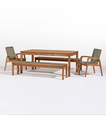 Conj. Trama Mesa 8 Lugares Jatobá Corda Oliva 180cm - 78599
