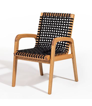 Conj. Trama Mesa 7 Lugares Jatobá Corda Preta 180cm - 78603