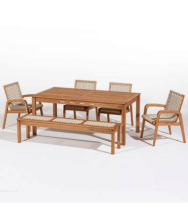 Conj. Trama Mesa 7 Lugares Jatobá Corda Areia 180cm - 78604