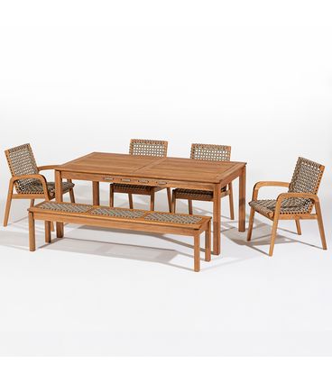 Conj. Trama Mesa 7 Lugares Jatobá Corda Rami 180cm - 78606