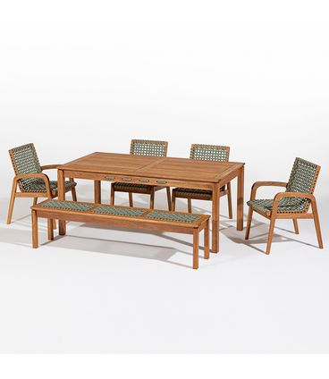 Conj. Trama Mesa 7 Lugares Jatobá Corda Oliva 180cm - 78607