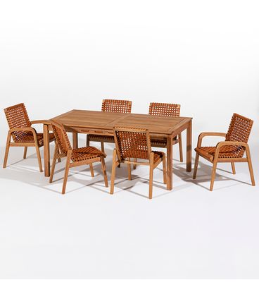 Conj. Trama Mesa 6 Lugares Jatobá Corda Ocre 180cm - 78610