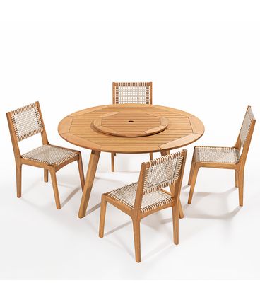 Conj Mesa Tambaú Giratório e 04 Cadeiras Sintra Areia - 78618