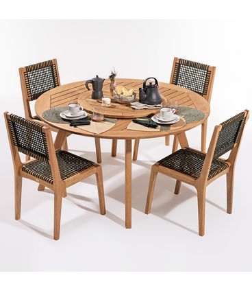 Conj Mesa Tambaú Giratório e 04 Cadeiras Sintra Preta - 78619