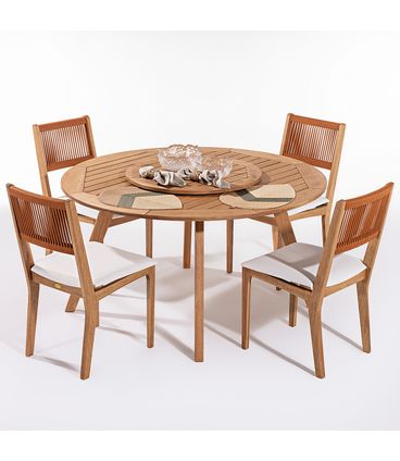 Conj Mesa Tambaú Giratória e 04 Cadeiras Tune Ocre - 78620