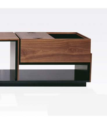 Rack Lorien Mini Bar Nogueira e Preto Acetinado 240cm - 78745