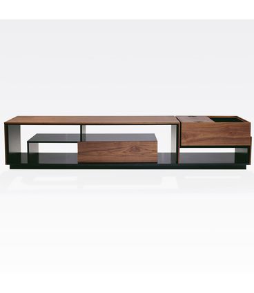 Rack Lorien Mini Bar Nogueira e Preto Acetinado 200cm - 78746