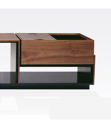 Rack Lorien Mini Bar Nogueira e Preto Acetinado 200cm - 78746