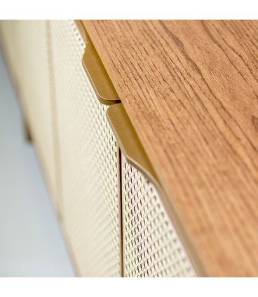 Buffet Marven Carvalho Amêndoa 04 Portas Palha Natural 200cm - 78770