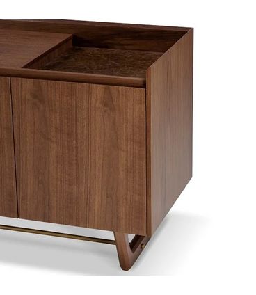 Buffet Spazio Bar Nogueira Pés Dourado 180cm - 78774