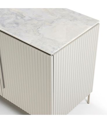 Buffet Onix 02 Portas Ripadas Off White Tampo Calacata - 78775