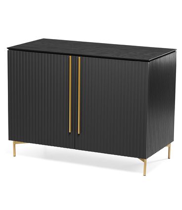 Buffet Onix 02 Portas Ripadas Preto Pés Gold - 78778