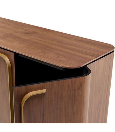 Buffet Magno 04 Portas Laminado Nogueira Pés Gold - 78786