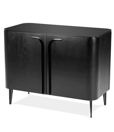 Buffet Magno 02 Portas Carvalho Preto Com Vidro 100cm - 78787