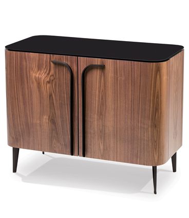 Buffet Magno 02 Portas Nogueira Pés Preto Com Vidro - 78788