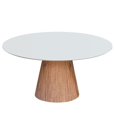 Mesa Jantar Redonda Ayla Amêndoa Tampo Branco 140cm - 70375