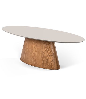 Mesa Jantar Oval Vetri Off White Base Amêndoa 240cm - 78836