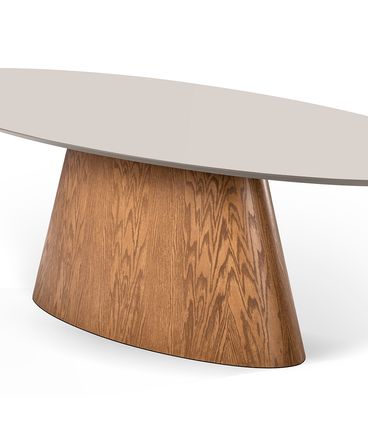 Mesa Jantar Oval Vetri Off White Base Amêndoa 240cm - 78836