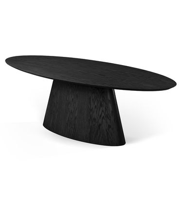 Mesa Jantar Oval Vetri Tampo e Base Carvalho Preto 240cm - 78839