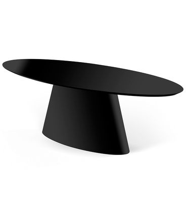 Mesa Jantar Oval Vetri Tampo e Base Preto Acetinado 180cm - 78840