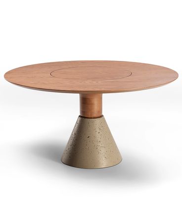Mesa Jantar Yasly Carvalho Amêndoa Base Concreto 140cm - 78887