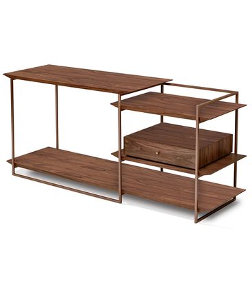 Aparador Alaric Nogueira Base Aço Metalizado Bronze 180cm - 78891