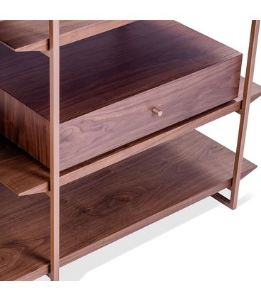 Aparador Alaric Nogueira Base Aço Metalizado Bronze 180cm - 78891