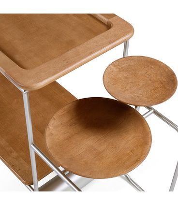 Aparador Ravena Madeira Amêndoa Aço Champagne 160cm - 78893