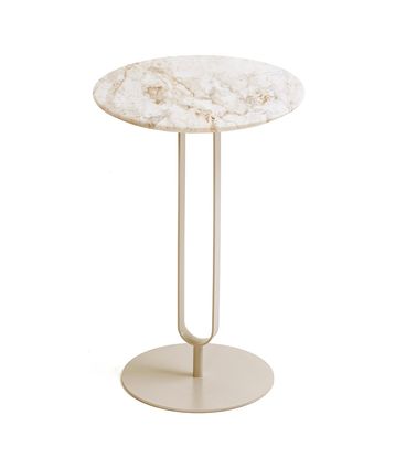 Mesa Lateral Lux Alta Tampo Calacata Base Off White - 78895