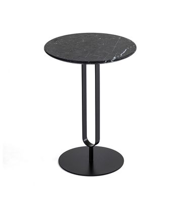 Mesa Lateral Lux Baixa Tampo Mámore Nero Base Preto - 78898