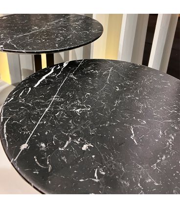 Mesa Lateral Lux Baixa Tampo Mámore Nero Base Preto - 78898