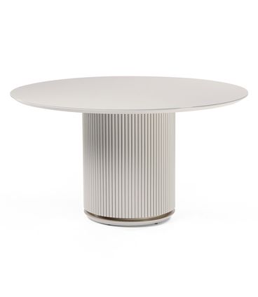 Mesa Jantar Atena Redonda Tampo Vidro Off White 110cm - 78899