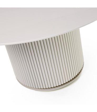 Mesa Jantar Atena Redonda Tampo Vidro Off White 140cm - 78901