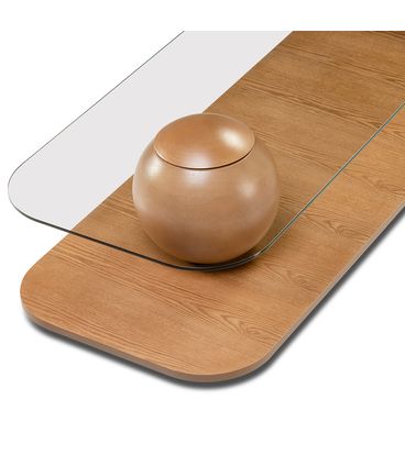 Mesa Centro Fusion Tampo Vidro Base Amêndoa 120cm - 78908