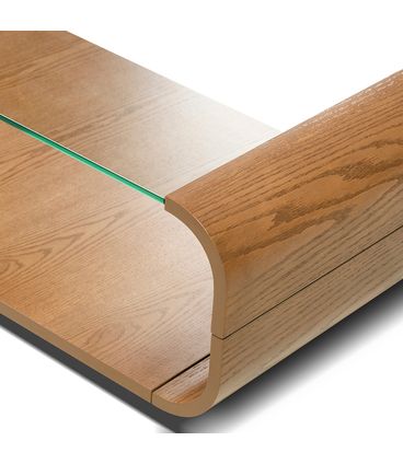 Mesa Centro Fusion Tampo Vidro Base Amêndoa 160cm - 78909