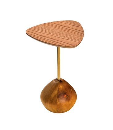 Mesa Auxiliar Charlotte Baixa Amêndoa Haste Dourada - 78917