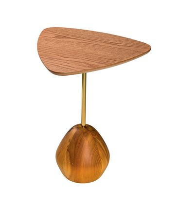 Mesa Auxiliar Charlotte Alta Amêndoa Haste Dourada - 78916