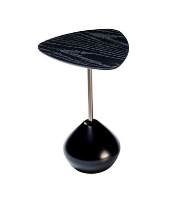 Mesa Auxiliar Charlotte Baixa Preta Haste Cromo Negro - 78921