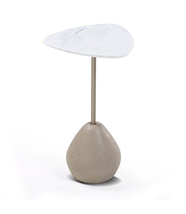 Mesa Auxiliar Charlotte Alta Concreto Corda Tampo Calacata - 78922