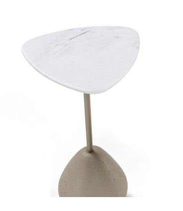 Mesa Auxiliar Charlotte Alta Concreto Corda Tampo Calacata - 78922