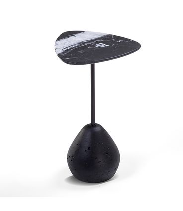 Mesa Auxiliar Charlotte Alta Concreto Preto Tampo Nero - 78924