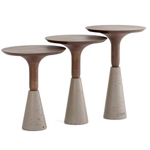 Mesa Lateral Zaha Alta Nogueira Base Concreto Corda - 78940