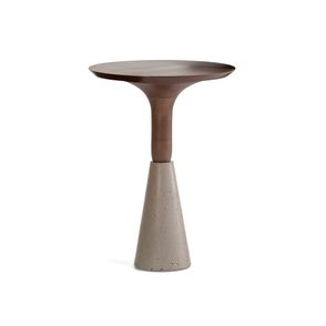 Mesa Lateral Zaha Média Nogueira Base Concreto Corda - 78941
